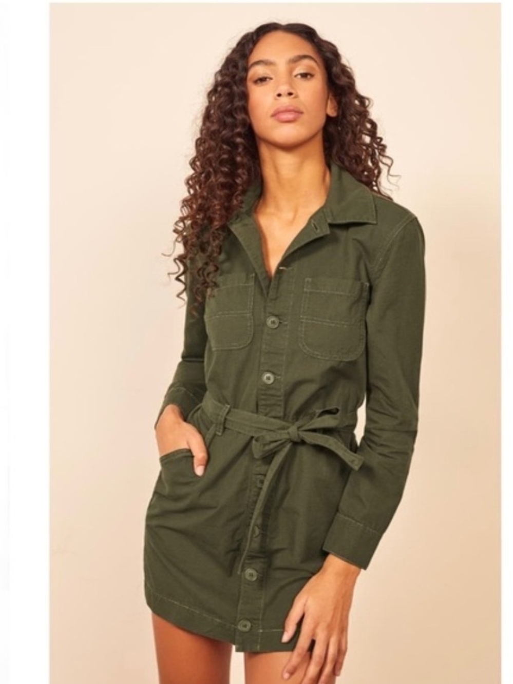Reformation Utility Belted Dress